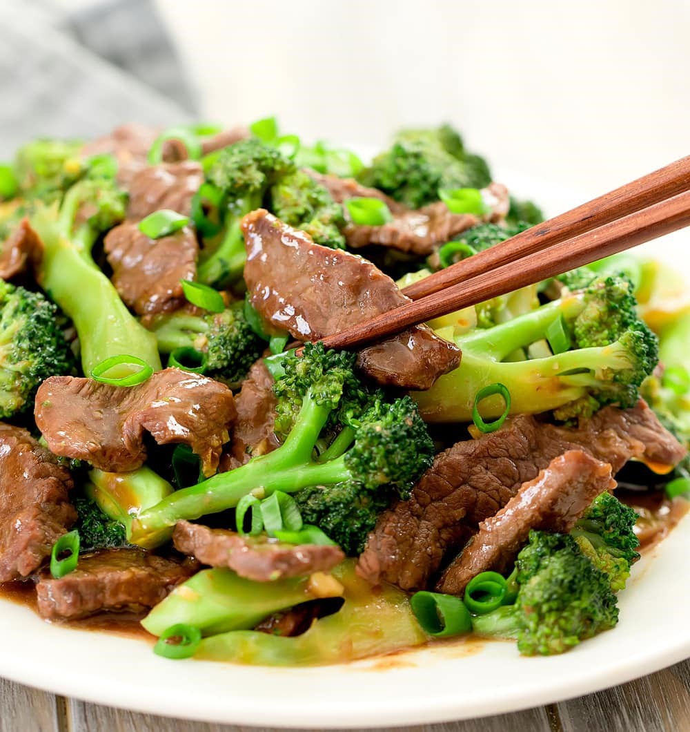 Beef and Broccoli and chop sticks